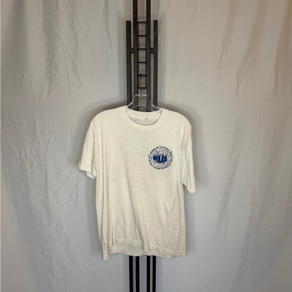 Screen Stars Cream‎ Tee with Blue Emblem